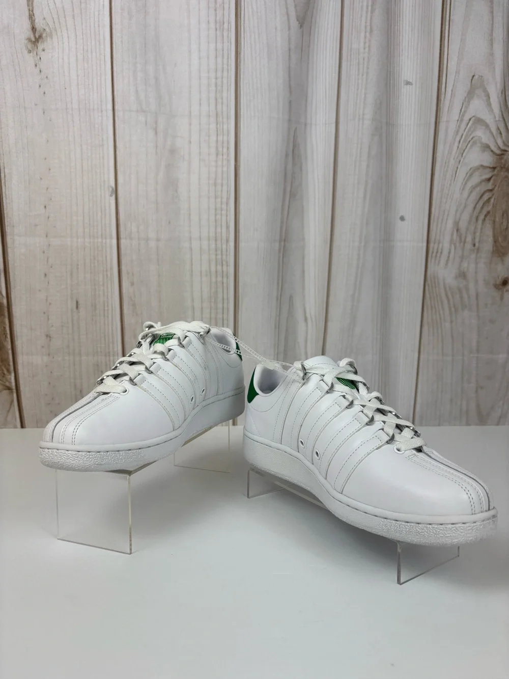 K-Swiss Classic VN Leather Sneakers Low Profile Iconic White Green Mens Size 9.5
